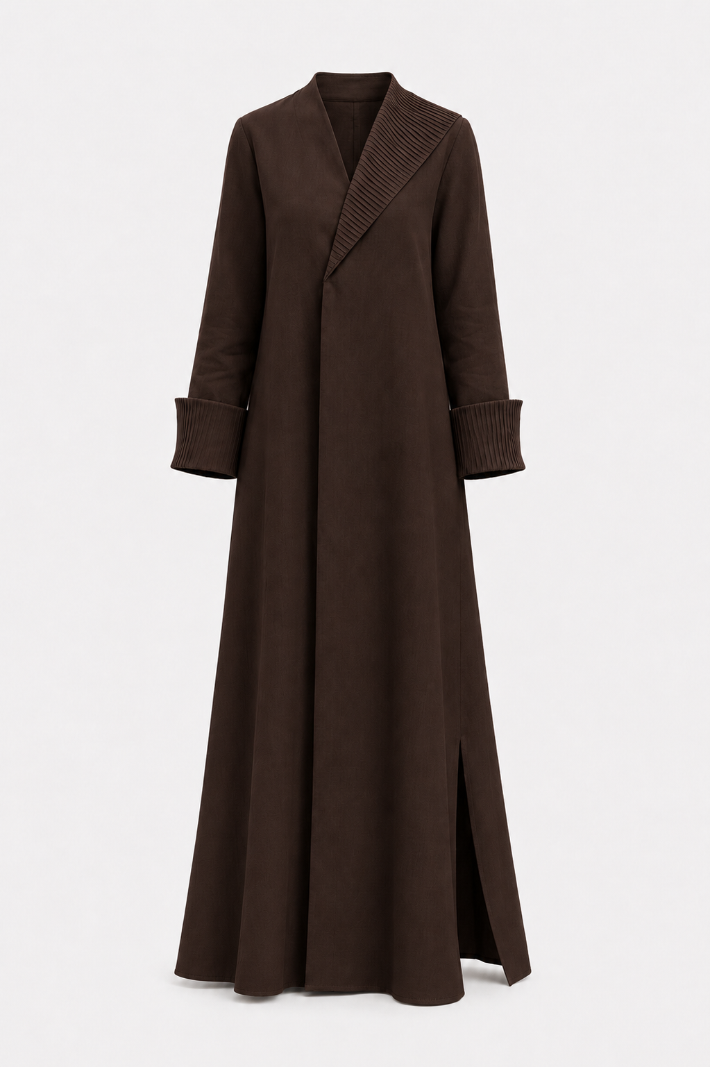 Classic One-Side Collar Stitched Line Abaya - Linen