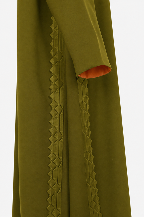 Classic Geometric Fold Side Abaya - Linen