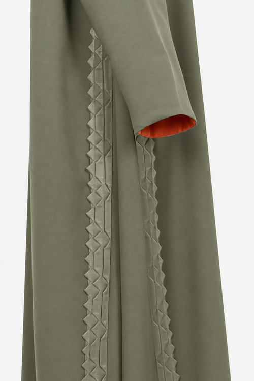 Classic Geometric Fold Side Abaya - Linen