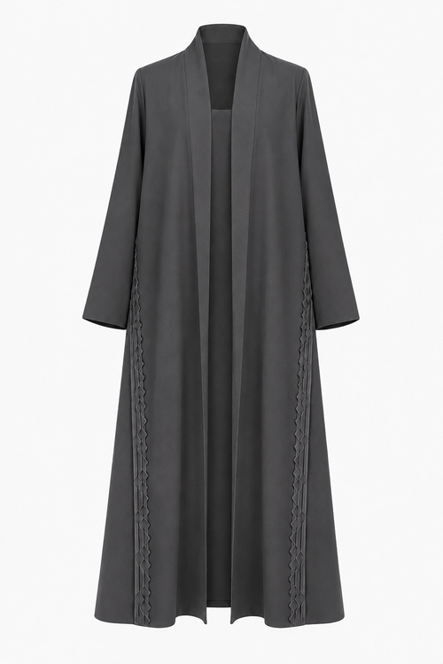 Classic Geometric Fold Side Abaya - Linen