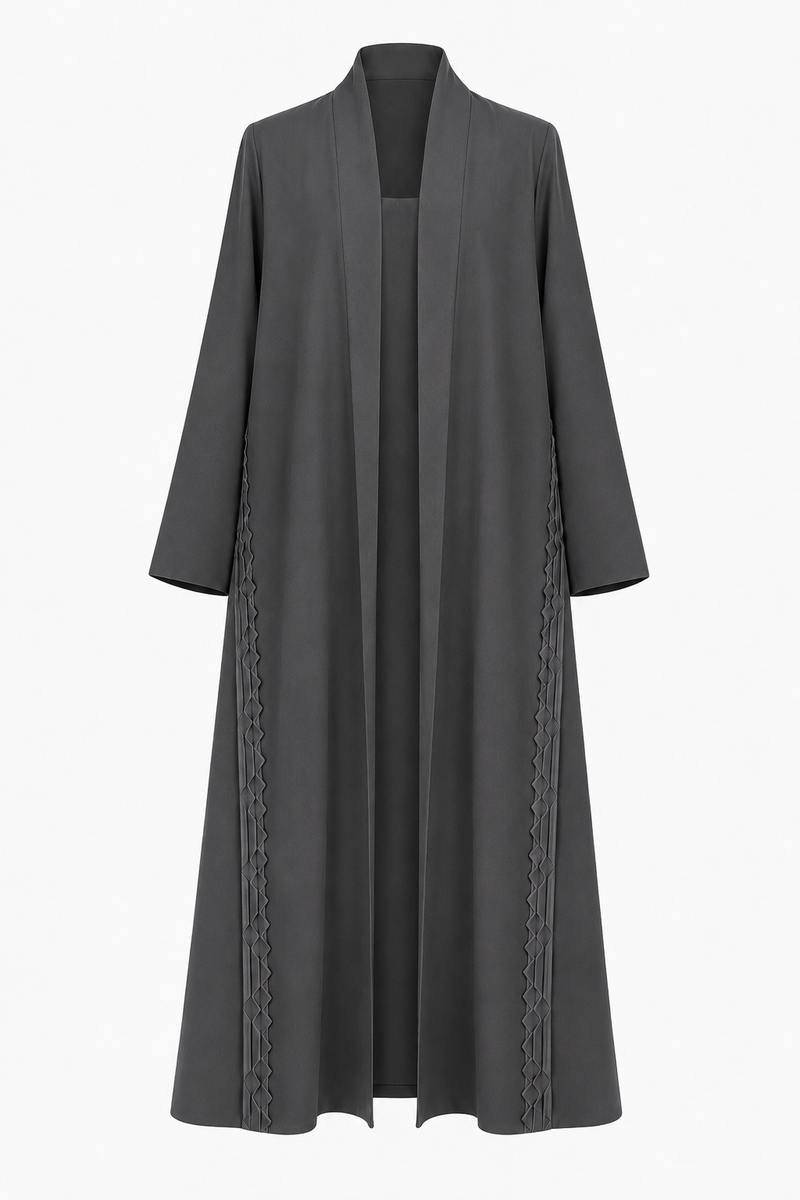 Classic Geometric Fold Side Abaya - Linen