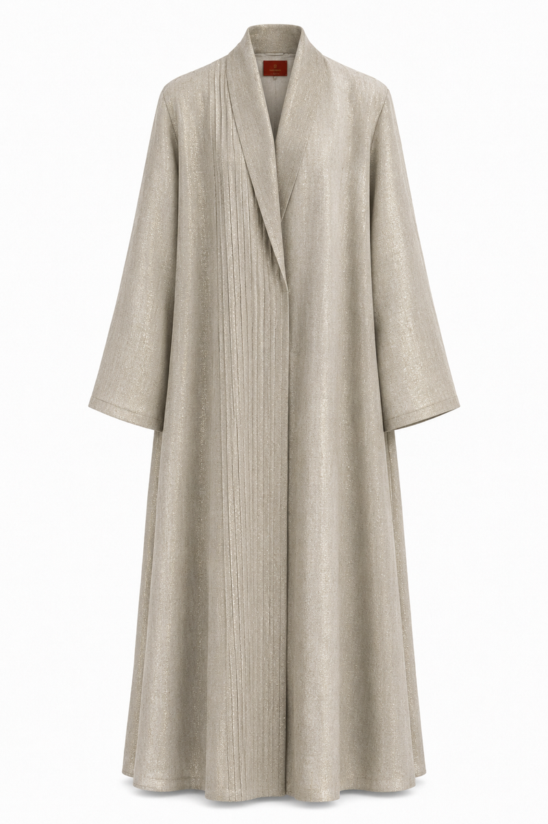 Classic Straight Collar Stitched Line Abaya