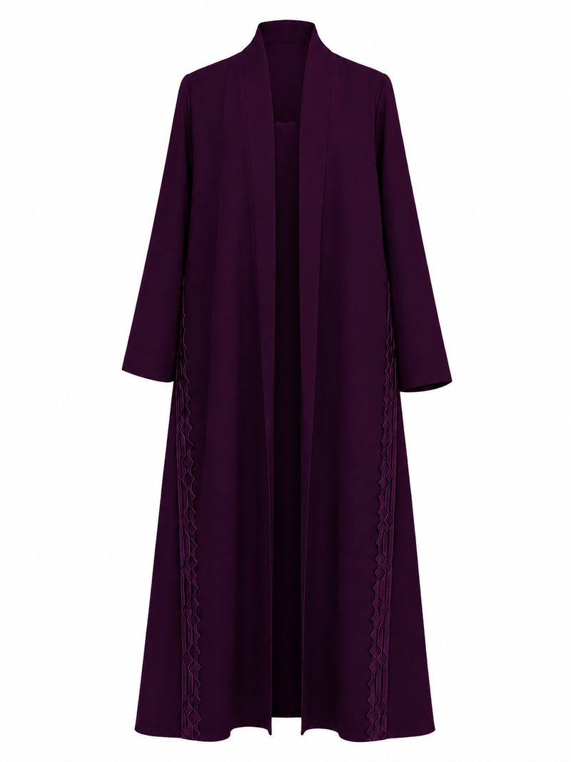 Classic Geometric Fold Side Abaya - Linen