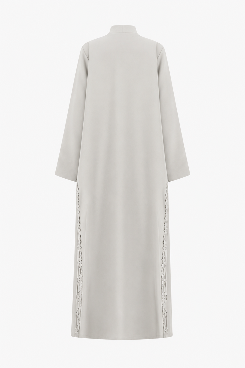 Classic Geometric Fold Side Abaya - Linen