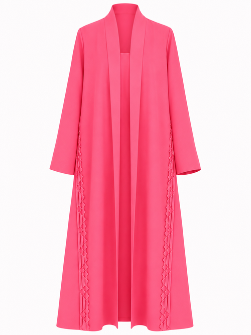 Classic Geometric Fold Side Abaya - Linen
