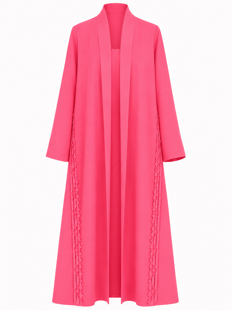 Classic Geometric Fold Side Abaya - Linen