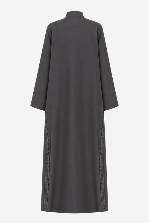Classic Geometric Fold Side Abaya - Linen