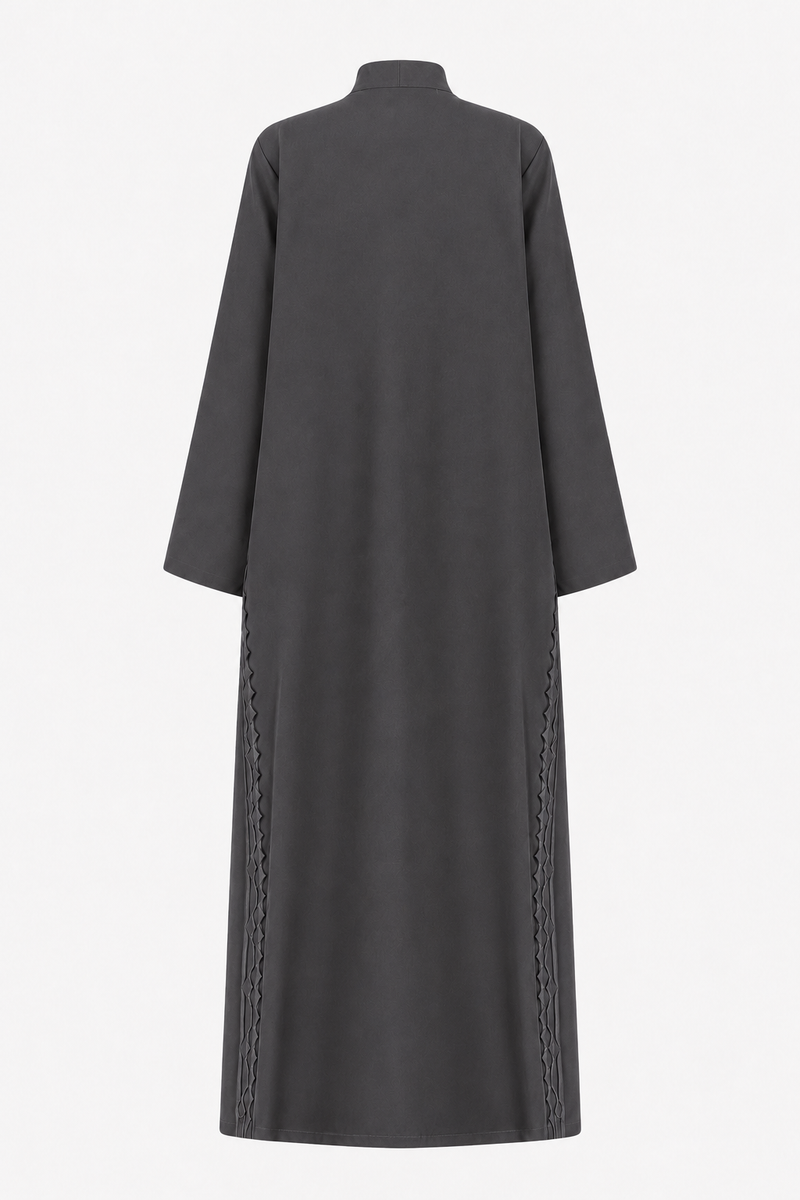 Classic Geometric Fold Side Abaya - Linen