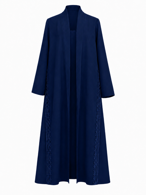 Classic Geometric Fold Side Abaya - Linen