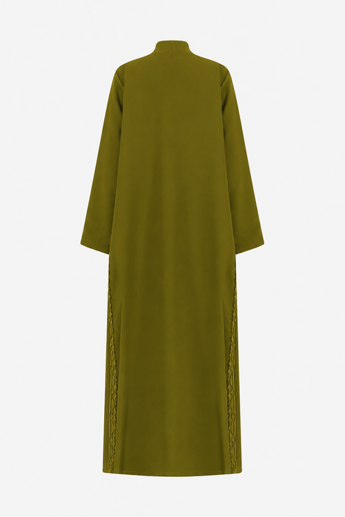 Classic Geometric Fold Side Abaya - Linen