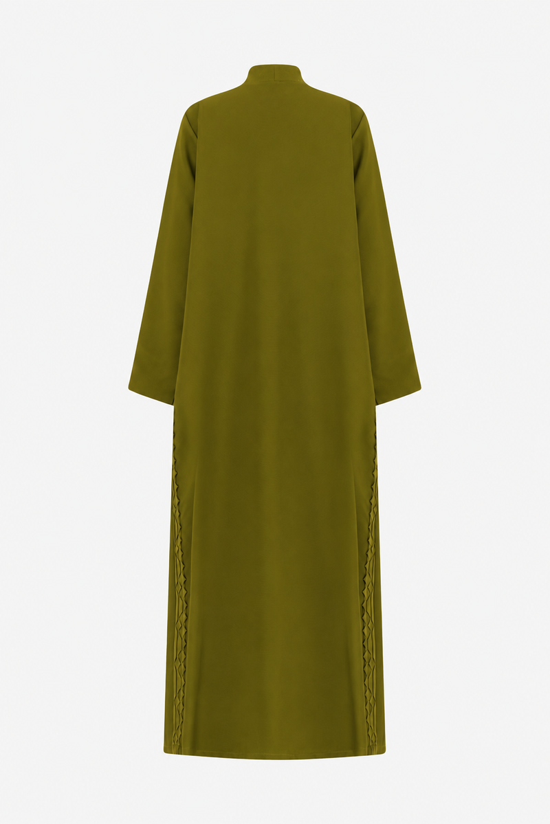 Classic Geometric Fold Side Abaya - Linen