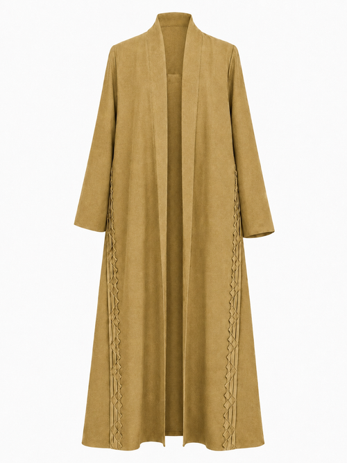 Classic Geometric Fold Side Abaya - Linen