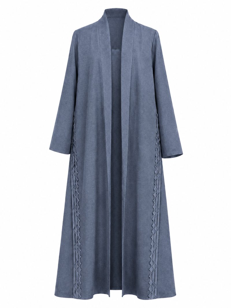 Classic Geometric Fold Side Abaya - Linen