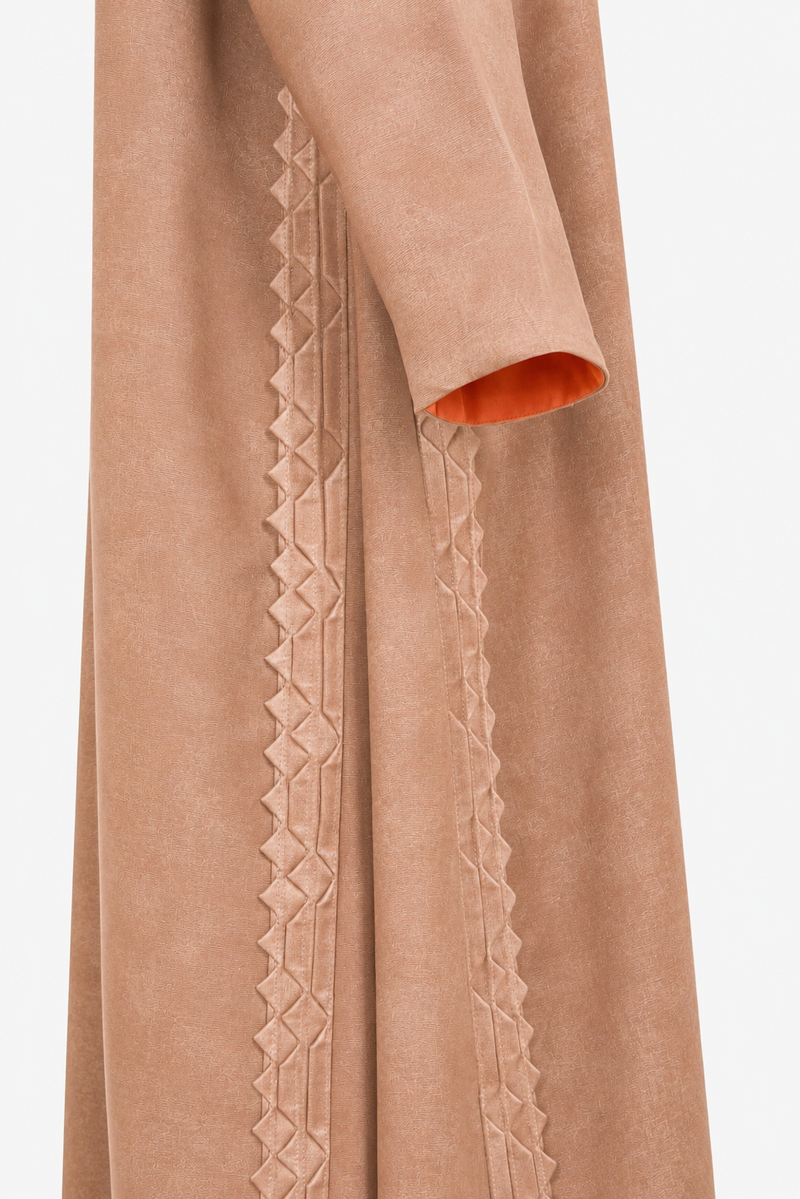 Classic Geometric Fold Side Abaya - Linen