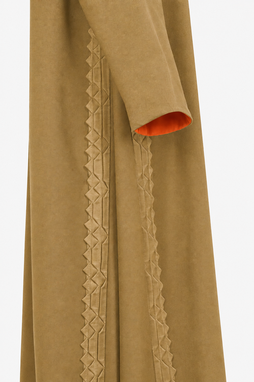 Classic Geometric Fold Side Abaya - Linen