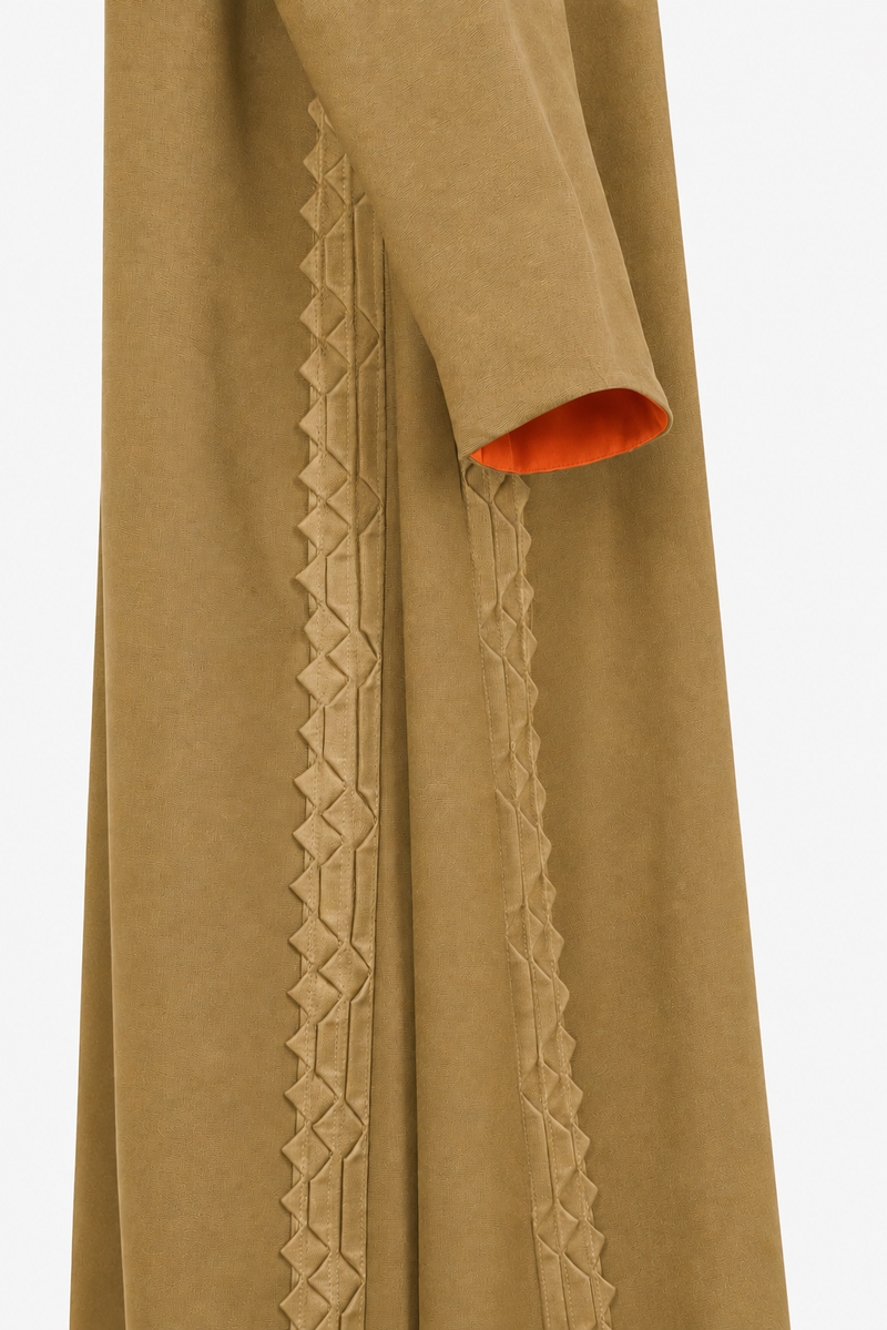 Classic Geometric Fold Side Abaya - Linen