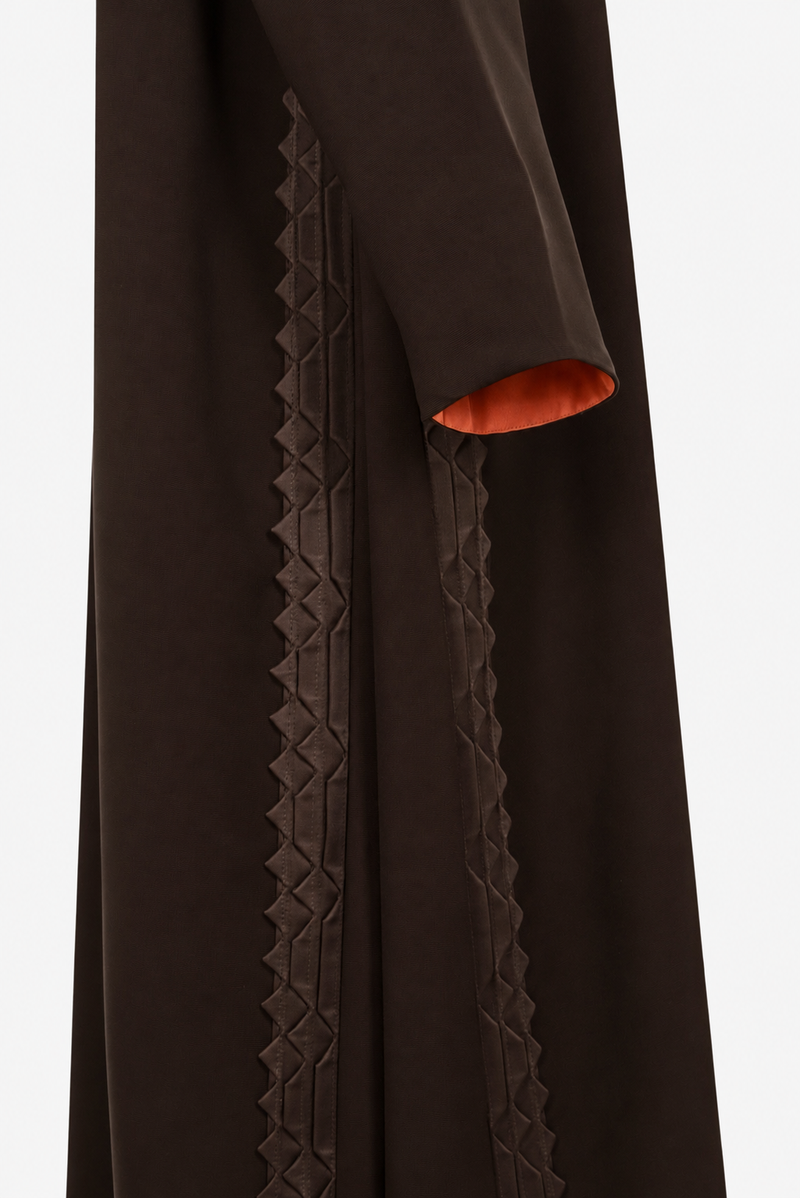 Classic Geometric Fold Side Abaya - Linen