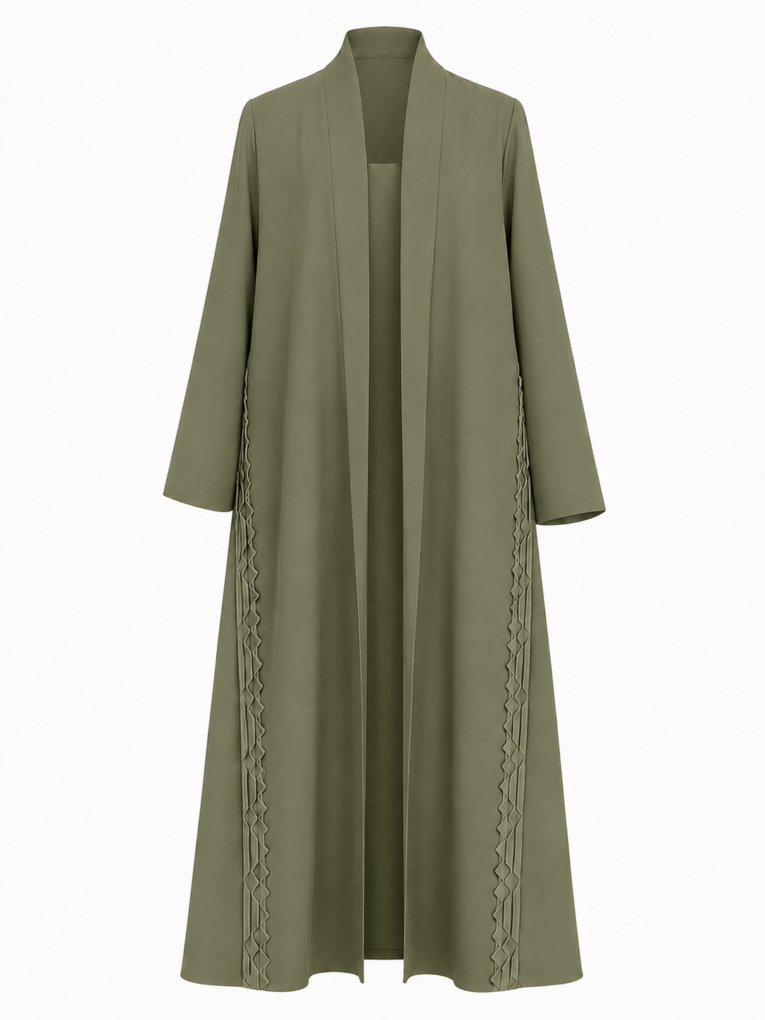 Classic Geometric Fold Side Abaya - Linen