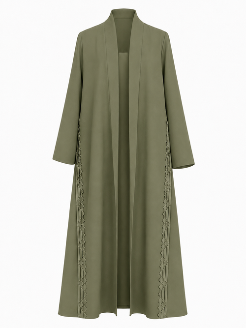 Classic Geometric Fold Side Abaya - Linen