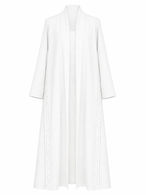 Classic Geometric Fold Side Abaya - Linen