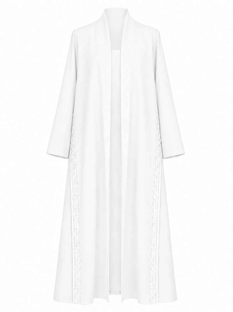 Classic Geometric Fold Side Abaya - Linen