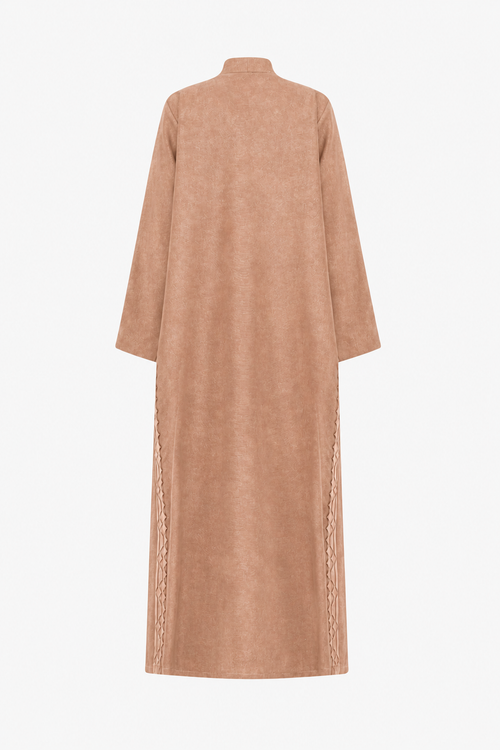 Classic Geometric Fold Side Abaya - Linen