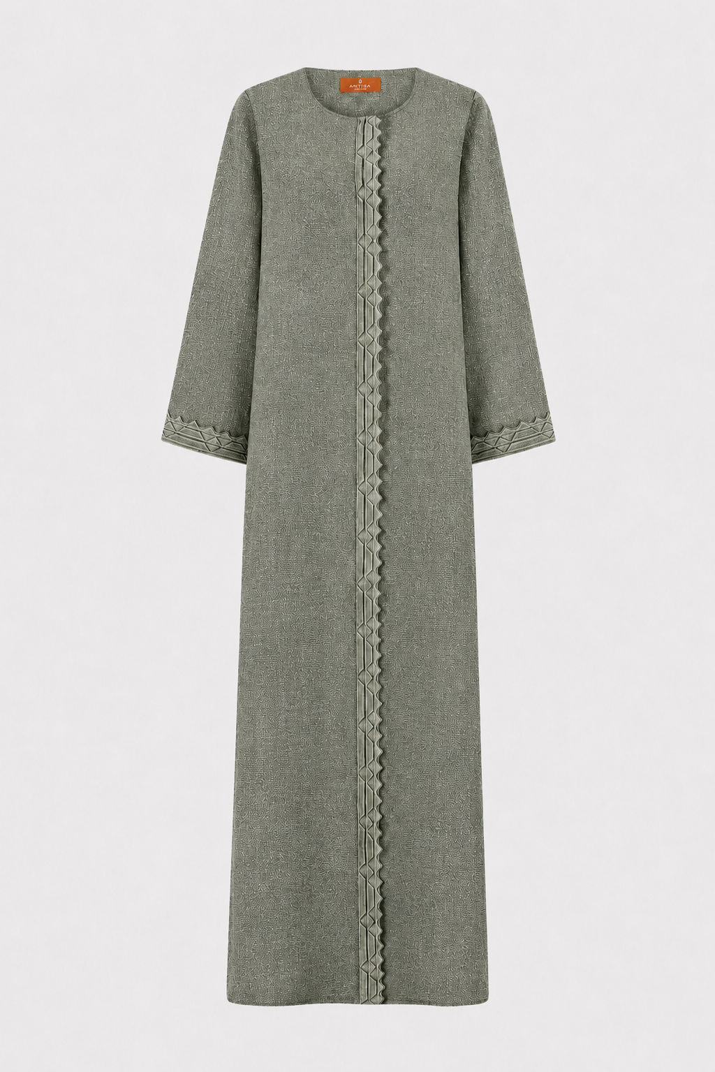 Classic Front Geometric Fold Abaya - Linen