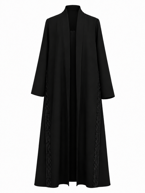Classic Geometric Fold Side Abaya - Linen