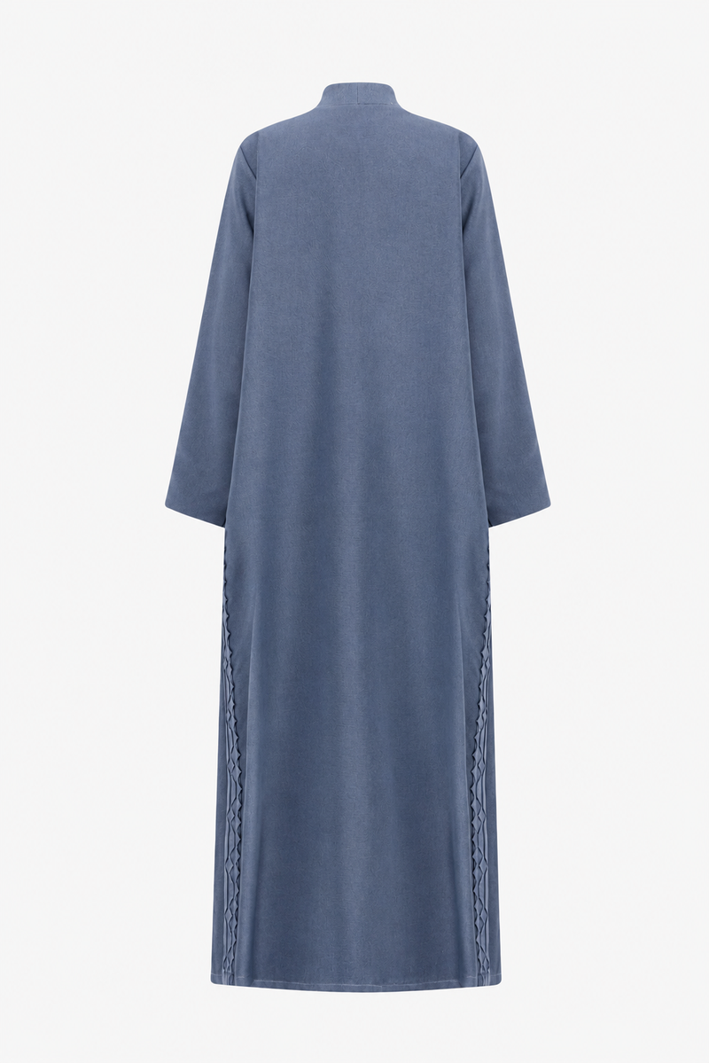 Classic Geometric Fold Side Abaya - Linen