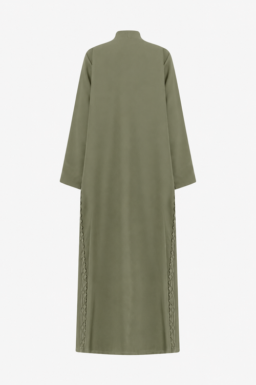 Classic Geometric Fold Side Abaya - Linen
