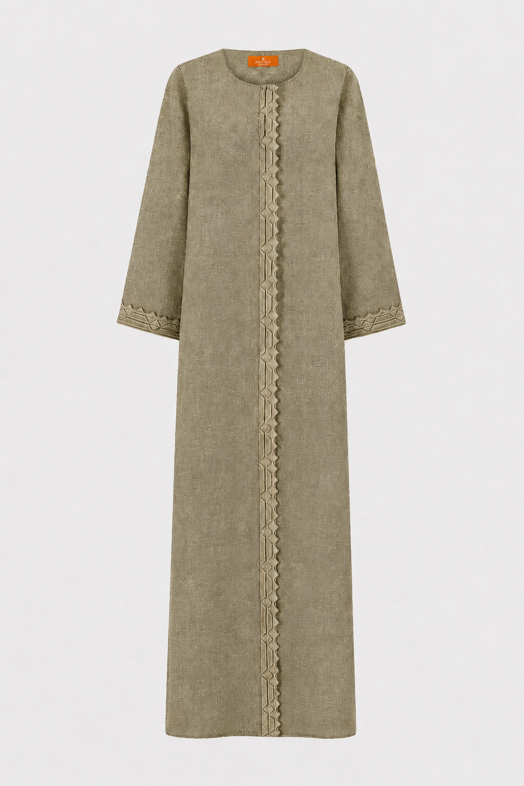 Classic Front Geometric Fold Abaya - Linen