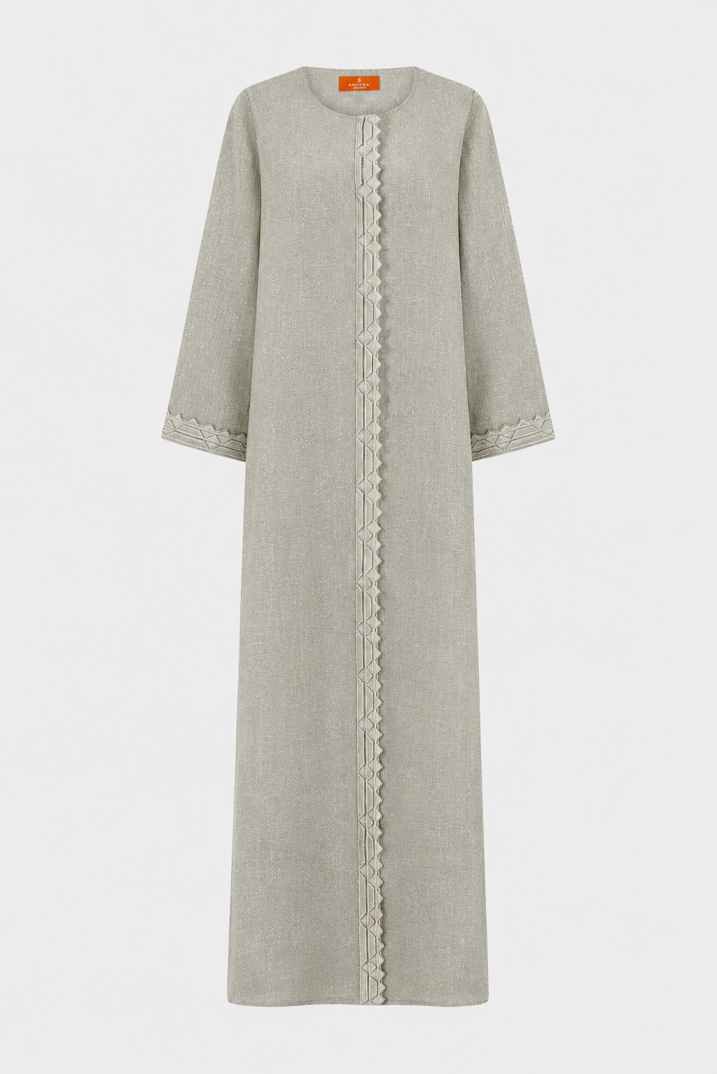 Classic Front Geometric Fold Abaya - Linen