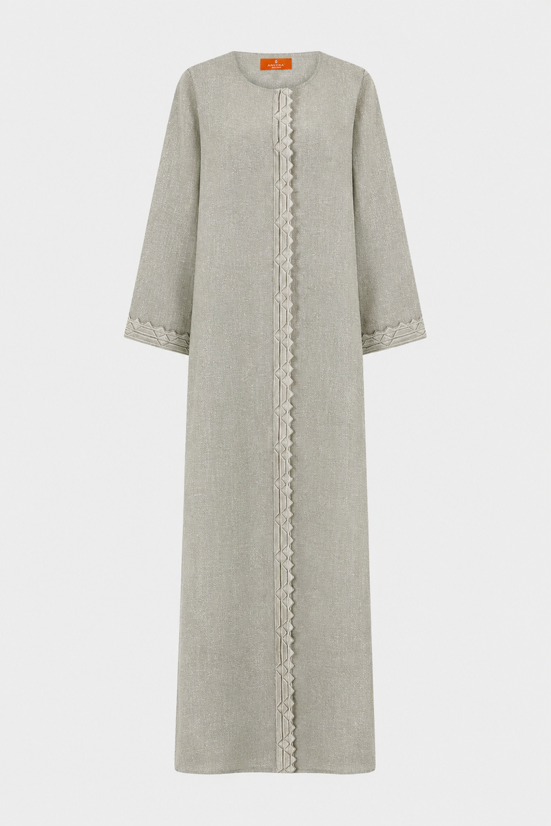Classic Front Geometric Fold Abaya - Linen