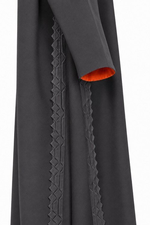Classic Geometric Fold Side Abaya - Linen