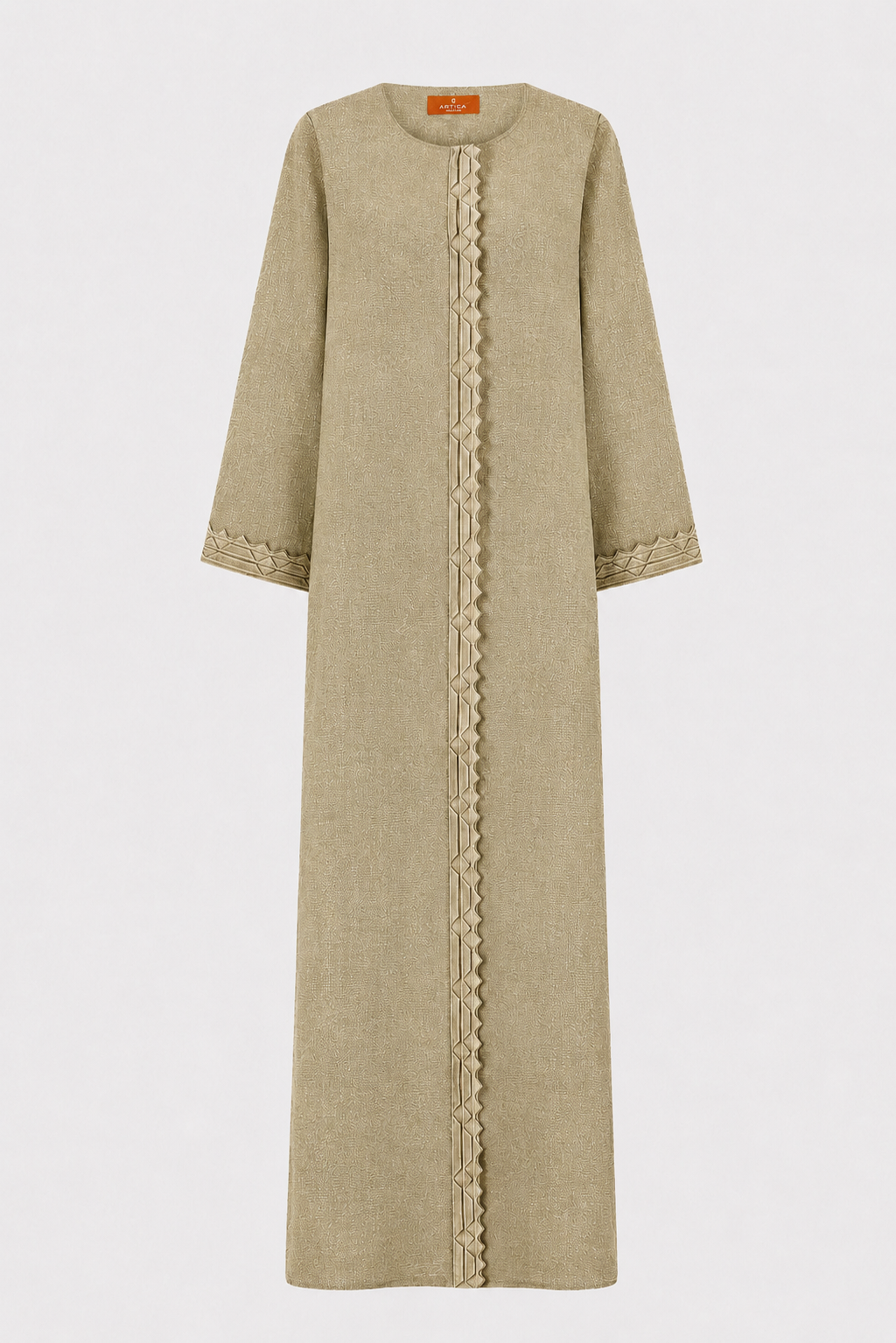 Classic Front Geometric Fold Abaya - Linen