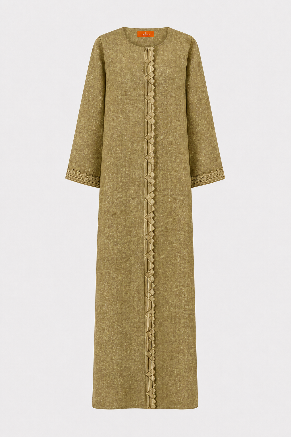 Classic Front Geometric Fold Abaya - Linen