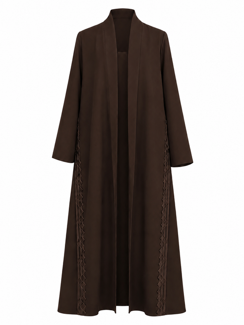 Classic Geometric Fold Side Abaya - Linen