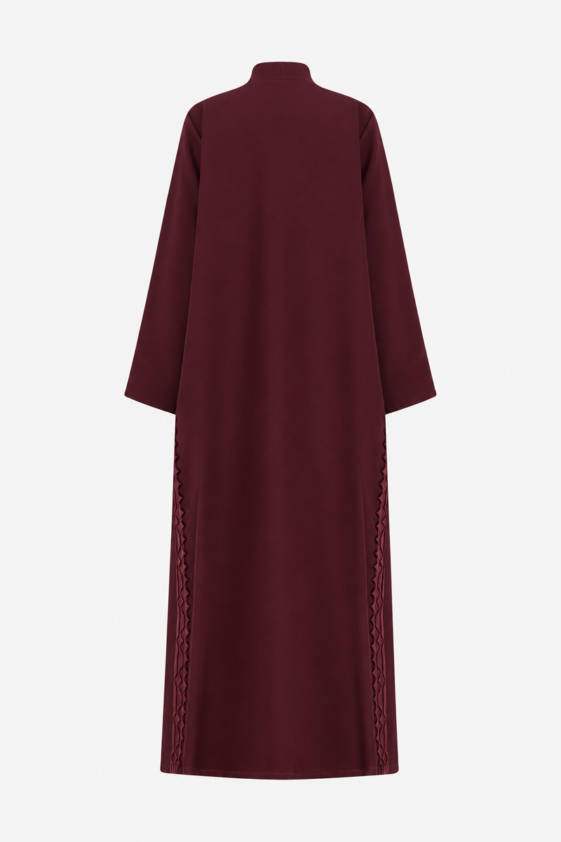 Classic Geometric Fold Side Abaya - Linen