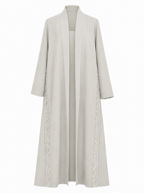 Classic Geometric Fold Side Abaya - Linen