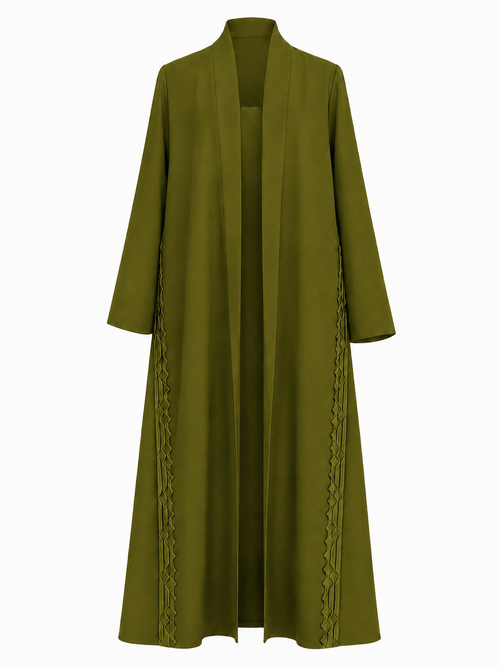 Classic Geometric Fold Side Abaya - Linen