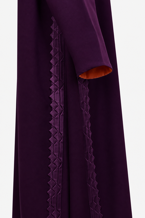 Classic Geometric Fold Side Abaya - Linen