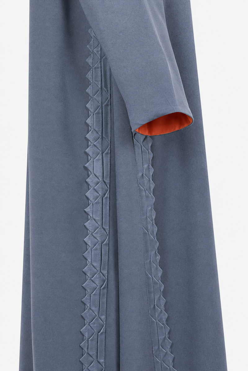 Classic Geometric Fold Side Abaya - Linen