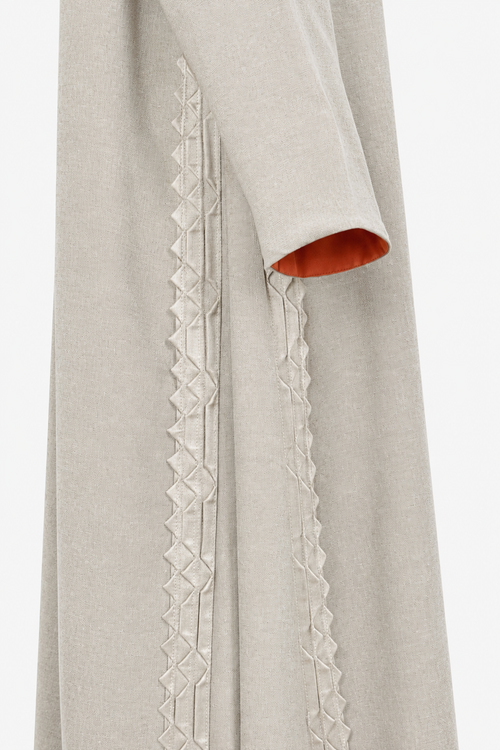 Classic Geometric Fold Side Abaya - Linen