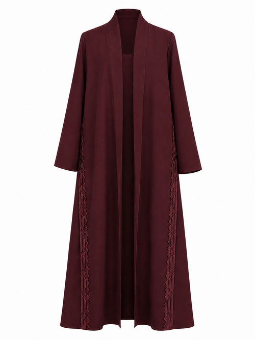Classic Geometric Fold Side Abaya - Linen