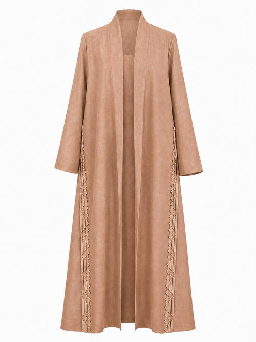 Classic Geometric Fold Side Abaya - Linen