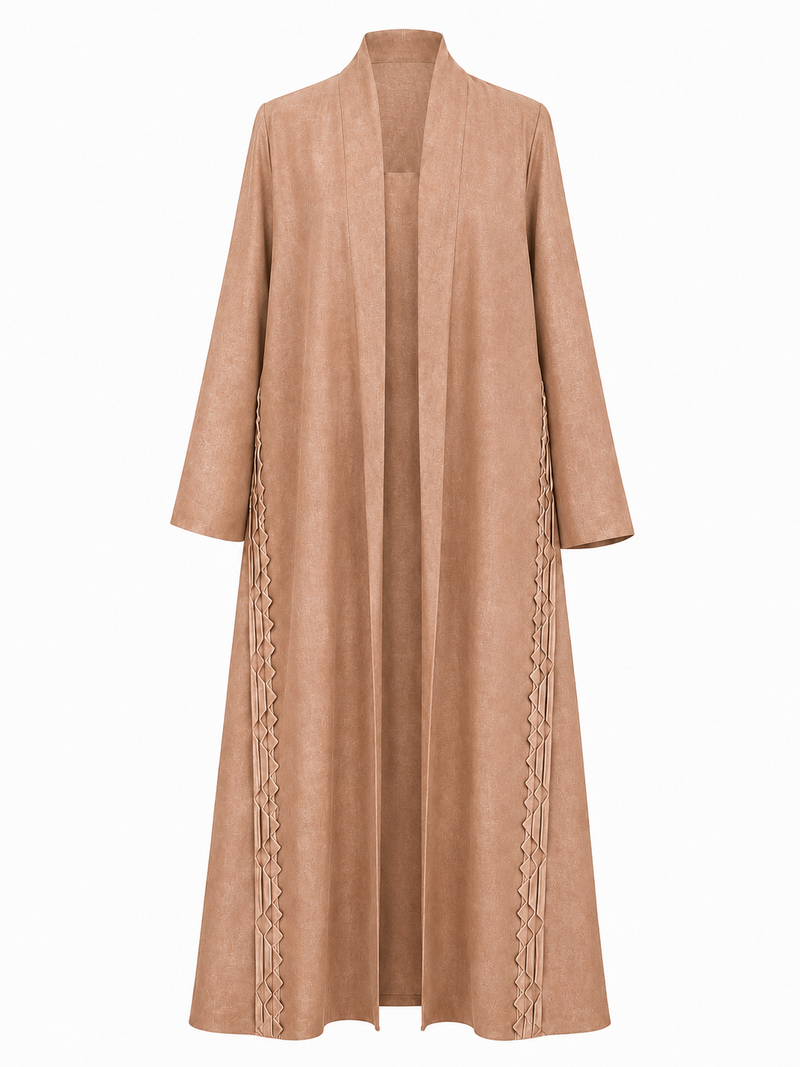 Classic Geometric Fold Side Abaya - Linen