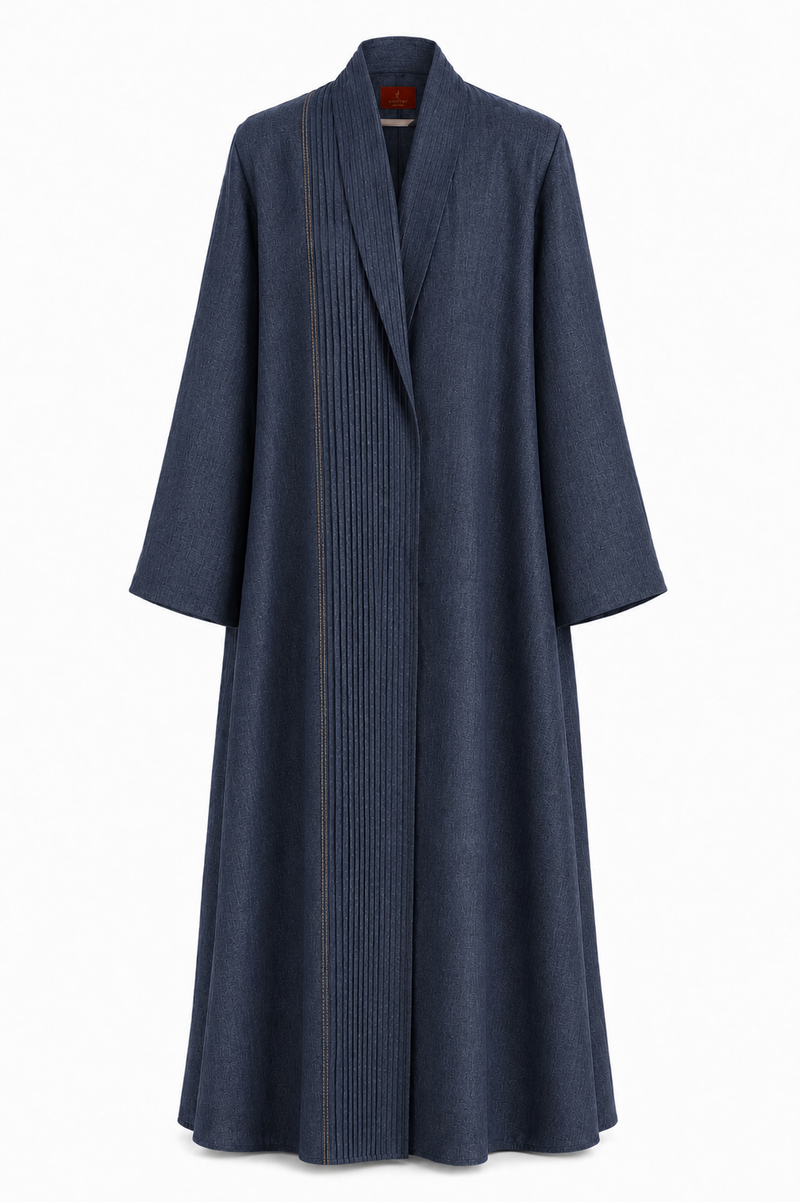 Classic Straight Collar Stitched Line Abaya