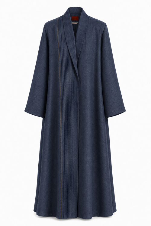 Classic Straight Collar Stitched Line Abaya