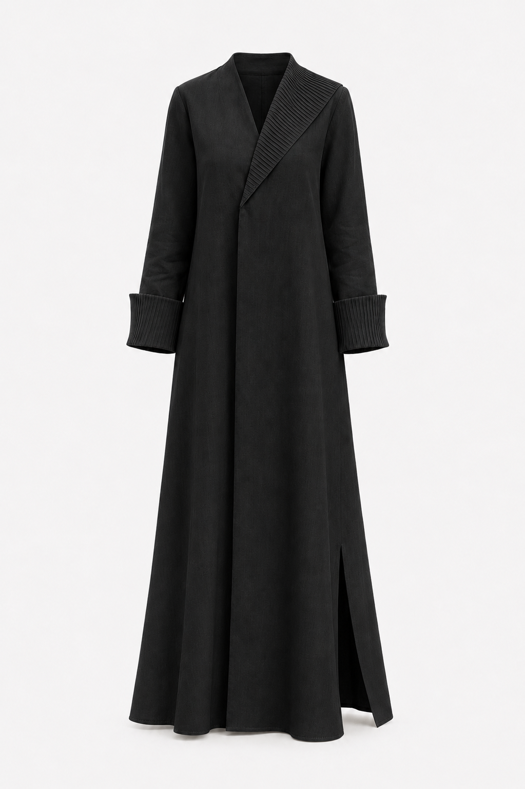 Classic One-Side Collar Stitched Line Abaya - Linen