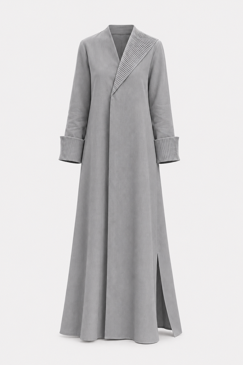 Classic One-Side Collar Stitched Line Abaya - Linen